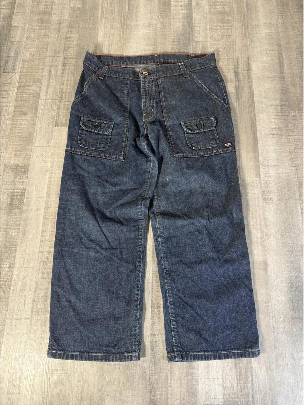 Polo Jeans Co Ralph Lauren Womens 8 Pants Blue Cargo Dunne Capri Denim